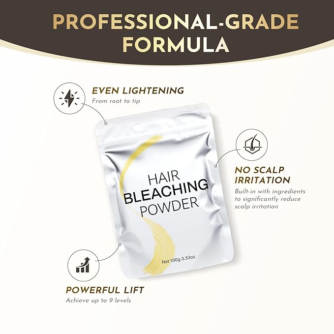 Hair Bleach, Bleach Powder for Hair, Professional Grade Blue Bleaching Powder, Up to 9 Levels of Lift for Hair Highlights & Lightening (100g/3.53oz)