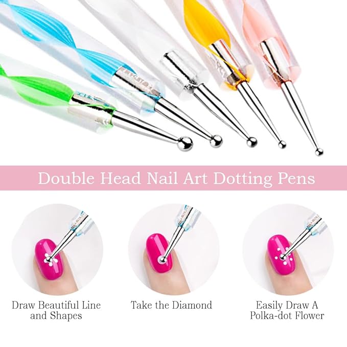 Nail Art Brush,27Pcs Set Nail Art Tools,Resin Nail Art Palette,5 Pcs Nail Art Sculpture Pen,2-way Acrylic Silicone Engraving Pen Dotting Pen Tools Nail Art Kit for Nail Art DIY