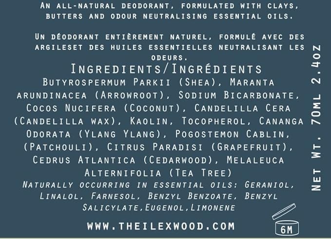 The Ilex Wood Natural Deodorant - 2.4fl oz. Handmade, Aluminum Salt Free, Plastic Free, Cruelty and Alcohol Free, Vegan, Eco Friendly Cardboard Tube – Ylang Ylang & Cedarwood (Sweet & Woody)