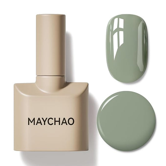 MAYCHAO 15ML Olive Green Gel Nail Polish 1Pc Sage Green Gel Polish Soak Off UV LED Nail Polish Nail Art Starter Manicure Salon DIY at Home, 0.5 OZ