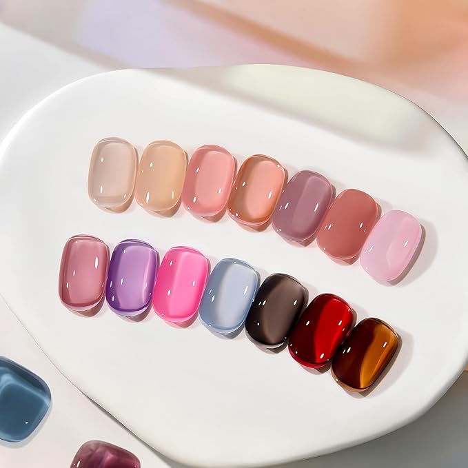 MAYCHAO 15ML Jelly Plum Gel Nail Polish 1Pc Crystal Plum Gel Polish Soak off Translucent Plum Nail Polish Nail Art Manicure Salon DIY at Home, 0.5 OZ