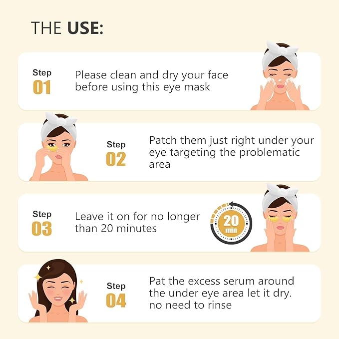 20 Pairs 24K Gold Under Eye Patches Face Masks Dark Circles Puffy Eye Bags Collagen Skincare Spa Trip Gift Eye Mask