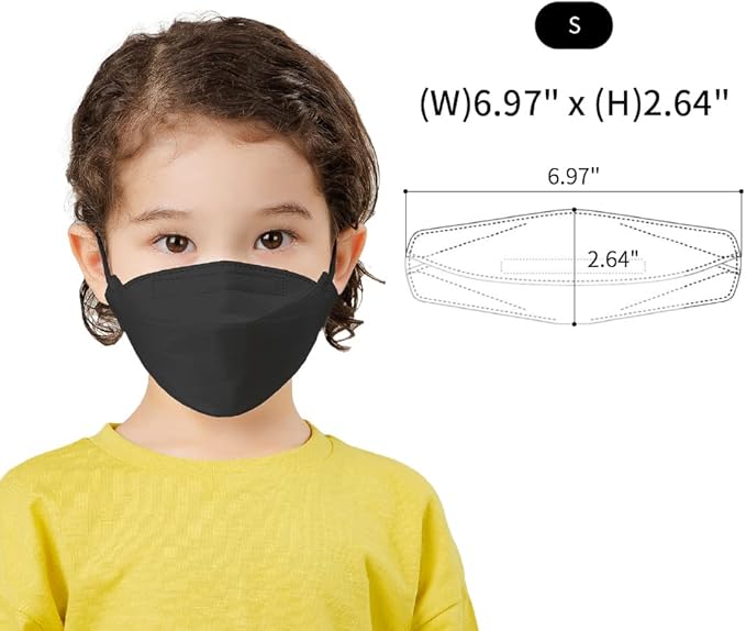 Dr.Puri [20 Pack] New Micro-Dust Protection Kids Face Premium Mask (KF94) Black Small