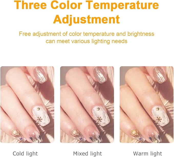 Qiilu Adjustable Nail Lamp with Brightness & Color Temperature Control, Portable Manicure Light for LED Table Lamp for Nails & Lashes