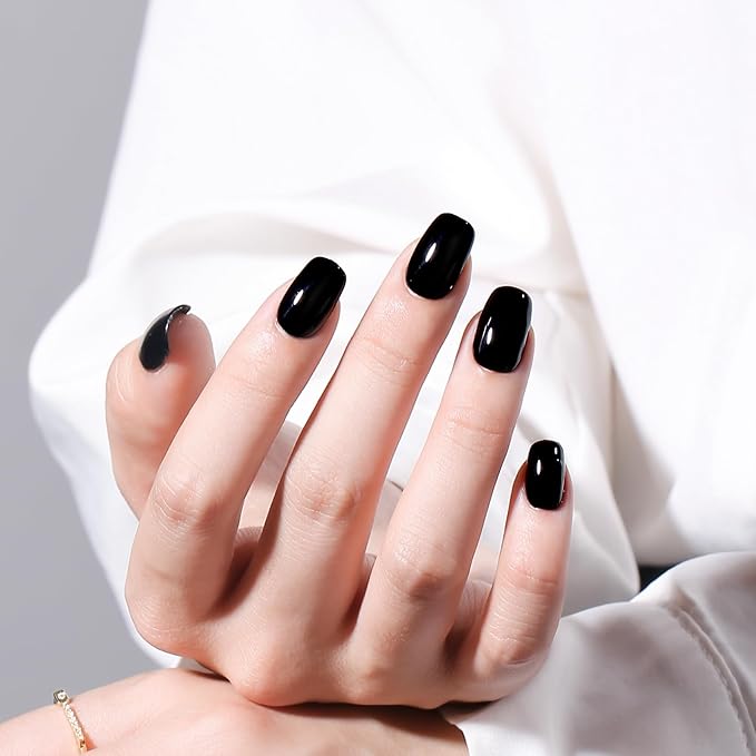 MAYCHAO 15ML Black Gel Nail Polish 1Pc Pure Black Nail Polish Soak Off UV LED Nail Gel Polish Nail Art Starter Manicure Salon DIY at Home, 0.5 OZ