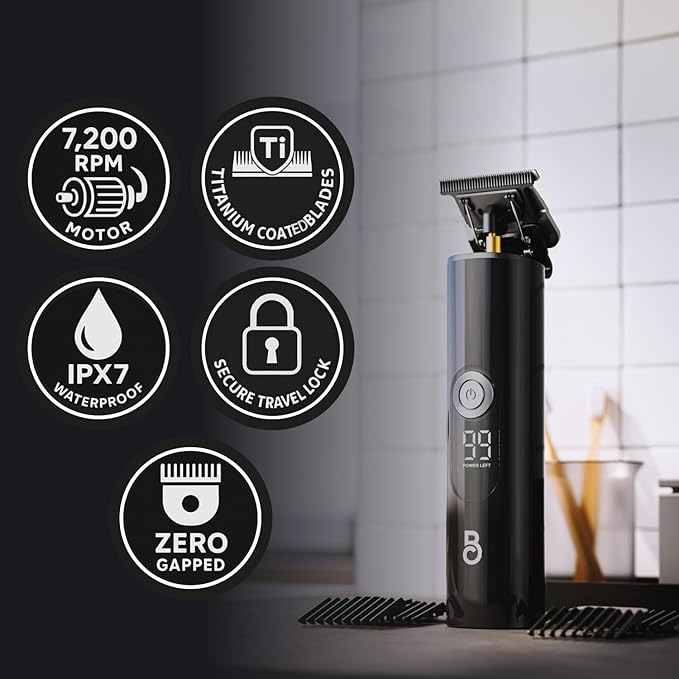 The Beard Club Professional T-Blade Beard Trimmer for Men LT - Barber Electric Shaver, Mustache & Hair Clippers for Men Zero Gapped Cordless Buzzer Hair Trimmer & T Liner - Edger Line Up Grooming Kit