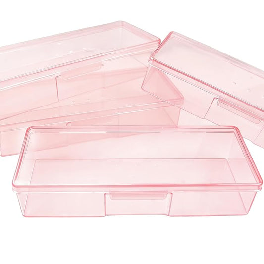 Plastic Nail Storage Manicure Tool Box, 4PCS Storage Personal Box Nail Implement Storage Box Organizer Case Box for Nail Art Pedicure Supply (Pink-4pcs, Large)