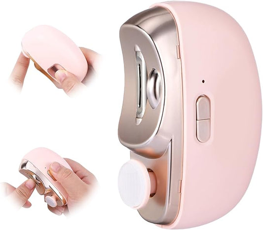 3 in 1 Electric Nail Clipper for Seniors, Baby Nail Trimmer Electric Automatic Trimmer, Safe Electric Toenail Clippers Nail File Tools for Adult, Manicure Kit Grinder with Polishing(Pink)