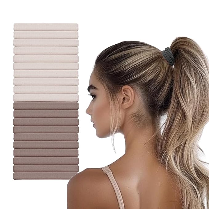 Hair Ties No Damage - Strong Stretchy SnagFree Hair Bands | Soft Nylon Thick Ponytail Holders Hair Elastics for Everyday Hairstyles | Ideal Gifts for Women Teens Girs 20pcs