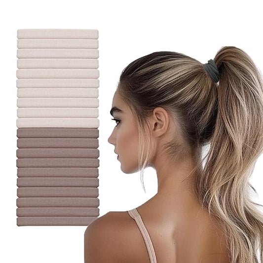 Hair Ties No Damage - Strong Stretchy SnagFree Hair Bands | Soft Nylon Thick Ponytail Holders Hair Elastics for Everyday Hairstyles | Ideal Gifts for Women Teens Girs 20pcs