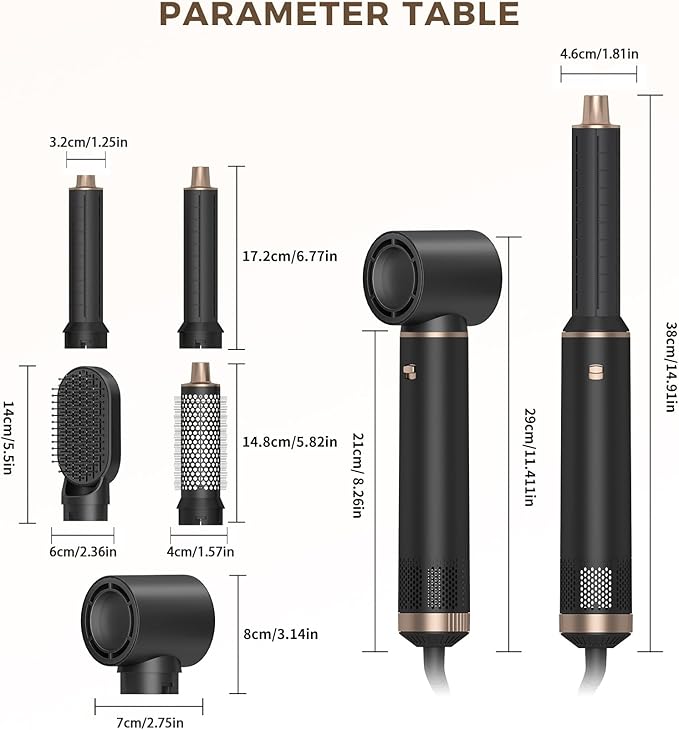 5 in 1 Hair Styler & Hair Dryer Brush, Low-Speed Negative Ionic Air Styler Drying, Multi Hair Styler, Professional Blow Dryer Brush for Curling Volumizing Straightening Styling