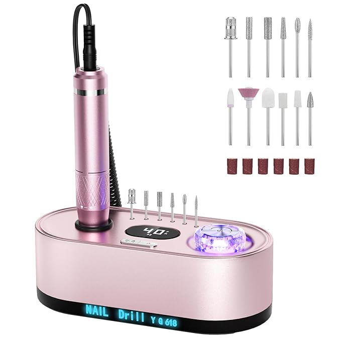Electric Nail Drill Professional: 40000RPM Electric Nail File Kit Efile Nail Drill Machine with LCD Display for Acrylic Gel Nail, Manicure Pedicure Polishing Nail Grinder for Salon Home Use