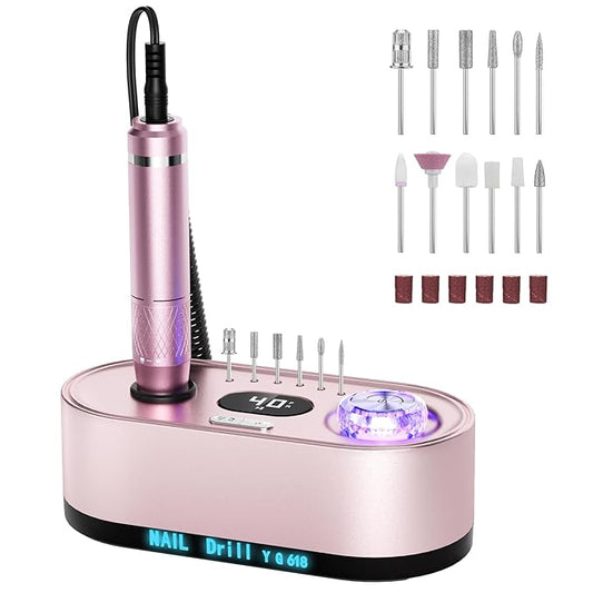 Electric Nail Drill Professional: 40000RPM Electric Nail File Kit Efile Nail Drill Machine with LCD Display for Acrylic Gel Nail, Manicure Pedicure Polishing Nail Grinder for Salon Home Use