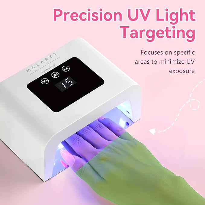 Makartt Mini UV Light for Gel Nails - Fast Curing UV LED Dual Light Nail Dryer Cure Lamp with 3 Timers & Auto Sensor for All Nail Art Design Salon Home DIY Use (Plug-in Model)