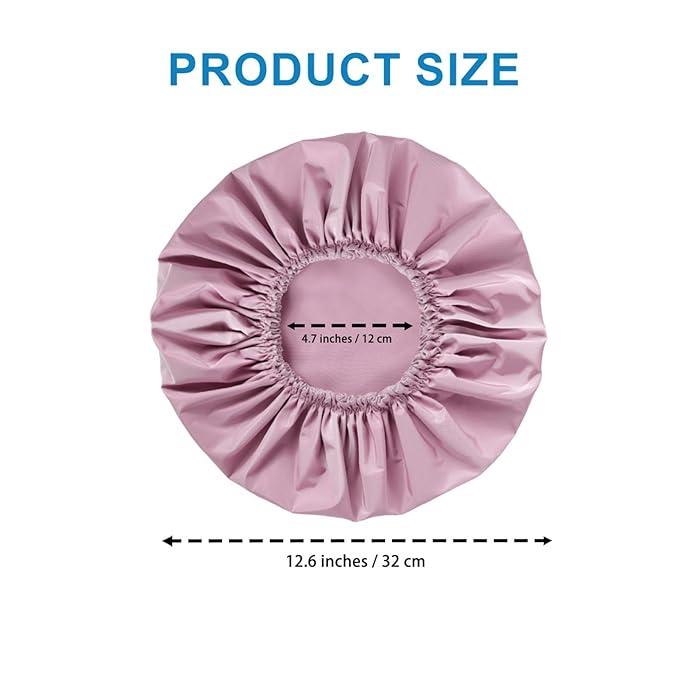 Shower Cap for Women, Double Layer Waterproof Bath Cap, Reusable Hair Protector, Large Waterproof Shower Bonnet Washable Elastic Band Bath Hair Hat for Long Hair, Braids， - Purple