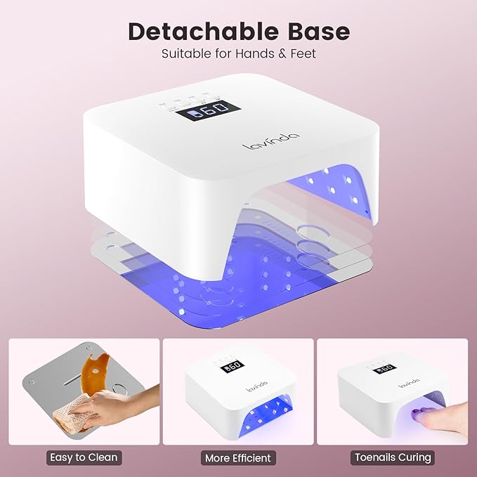 Lavinda UV Light for Gel Nails, Professional UV LED Nail Lamp 2X Faster Curing Nail Dryer Nail Light Compatible with All Gel Types for Home Salon (NovaGlow White)
