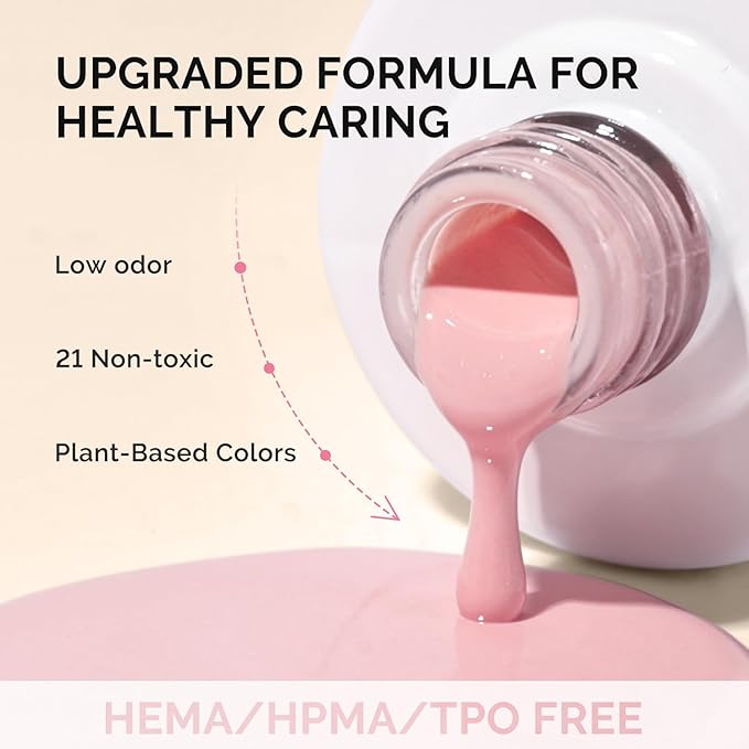 MelodySusie Fleurwee Plant Based Gel Nail Polish, Hema Free Coral Pink Nail Polish, Soak Off UV LED Gel Polish Gift for Women 21 Non Toxic Long Lasting Nail Art Manicure Salon DIY at Home B1603