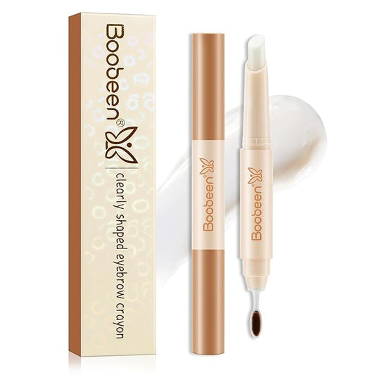 Boobeen Brow Wax Clear, Waterproof Eyebrow Wax Styling Pencil, Shaping with Slanted Tip Application, Long-Lasting Hold