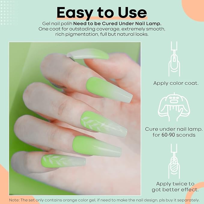 modelones Summer Gel Nail Polish, 15ML Milky Green Soak Off U V Light Cure Nail Polish Green Shades Pale Macaron Colors Nail Art Gel Design for Nail Lovers Gift Salon DIY