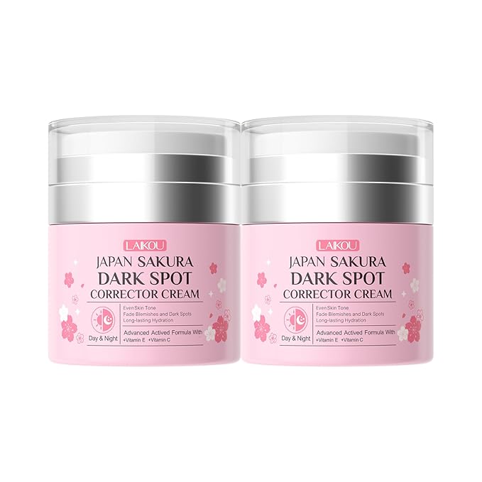 LAIKOU Japan Sakura Dark Spot Remover for Face, Dark Spot Corrector, Day & Night Face Cream Helps Reduce Dark Spots, Fine Lines for Women All Skin Types 50g / 1.76oz. 2pcs