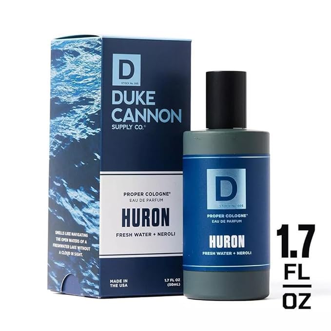 Duke Cannon Proper Cologne Huron | Men's Eau de Parfum | Fresh Water and Neroli | Aquatic, Fresh, Long-Lasting Scent | 1.7 fl oz