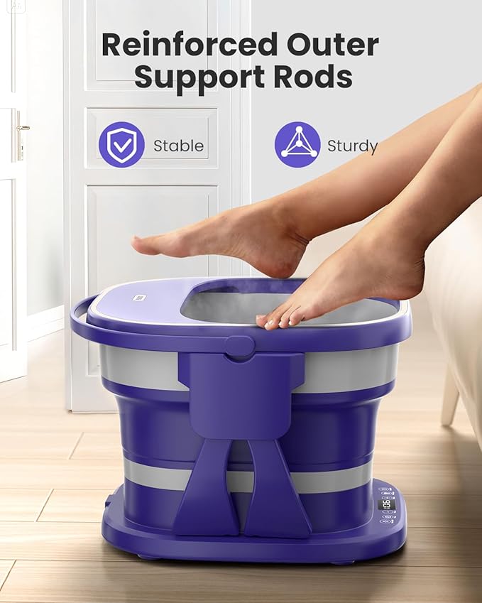 Puboo Collapsible Foot Spa Bath Massager with Heat, 95-115°F Precise Temp Control, Motorized Massage Rollers, Heated Foot Bath Soak Tub, Fits US Men’s Size 11, Gift for Christmas, Thanksgiving
