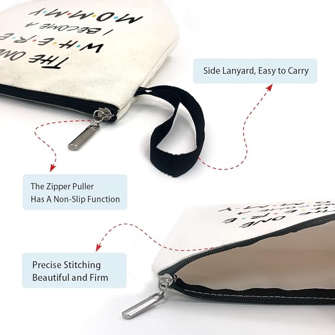 The One Where I Become a Mommy Funny New Mommy Cosmetic Bag, for Travel Toiletry Zipper Storage Pouch Makeup Bag, Baby Shower Presents, Congratulations Gifts for First Time Mom, Pregnancy Gifts