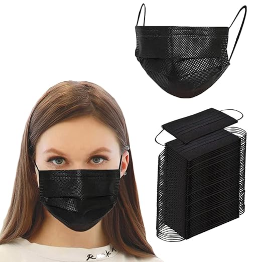 NNPCBT 500PCS 3 ply black disposable masks filter mask