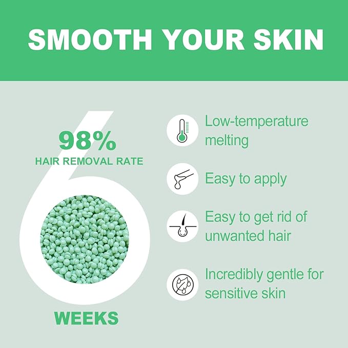 Hard Wax Beads Bulk, 3lb Unscented Stripless Spa Wax Beans for Brazilian Waxing, Bikini, Body, Back, Chest, Leg, Armpit, Face, Wax Beads for Sensitive Skin Coarse Hair Removal from Root