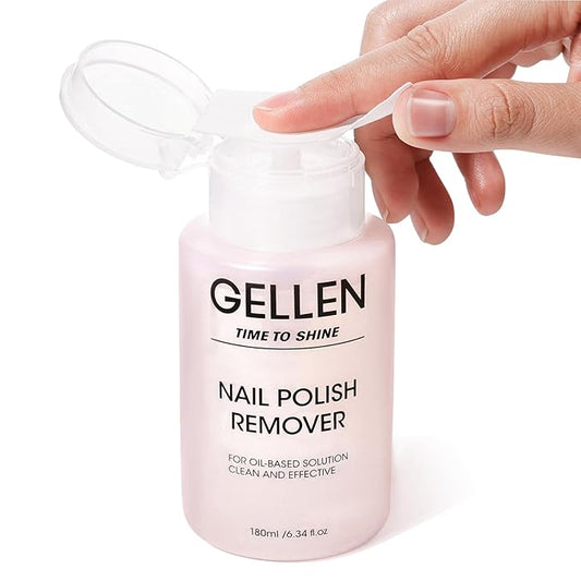 Gellen Nail Polish Remover, Non Acetone Nail Polish Remover for Regular Nail Polishes, Rose Scent Healthy, Easy Push-down Pump, 6.09 Fl Oz
