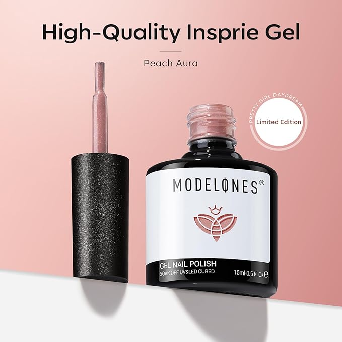 modelones Iridescent Shimmer Gel Nail Polish, Maple leaf Orange Holographic Nude Brown Glitter Gel Polish Soak Off LED Nail Art Gel DIY Salon Gift, 15 ML