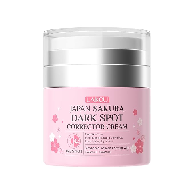 LAIKOU Japan Sakura Dark Spot Remover for Face, Dark Spot Corrector, Day & Night Face Cream Helps Reduce Dark Spots, Fine Lines for Women All Skin Types 50g / 1.76oz.