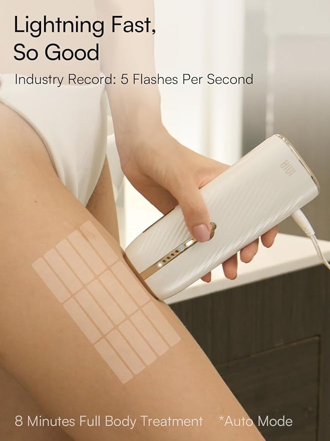 Laser Hair Removal for Women and Men, IPL Hair Removal Device with Ice-Cooling, Double Effectiveness & 5 Flashes per Second for Long-Lasting and Nearly Painless Results