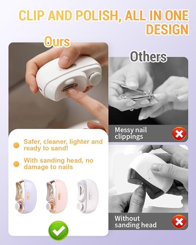 2 in 1 Electric Nail Clippers, 2026 New Electric Polishing Automatic Nail Clippers for Fingers and Toes with 2 Adjustable Speeds, Electric Nail Trimmer for Senior Adults (Black)