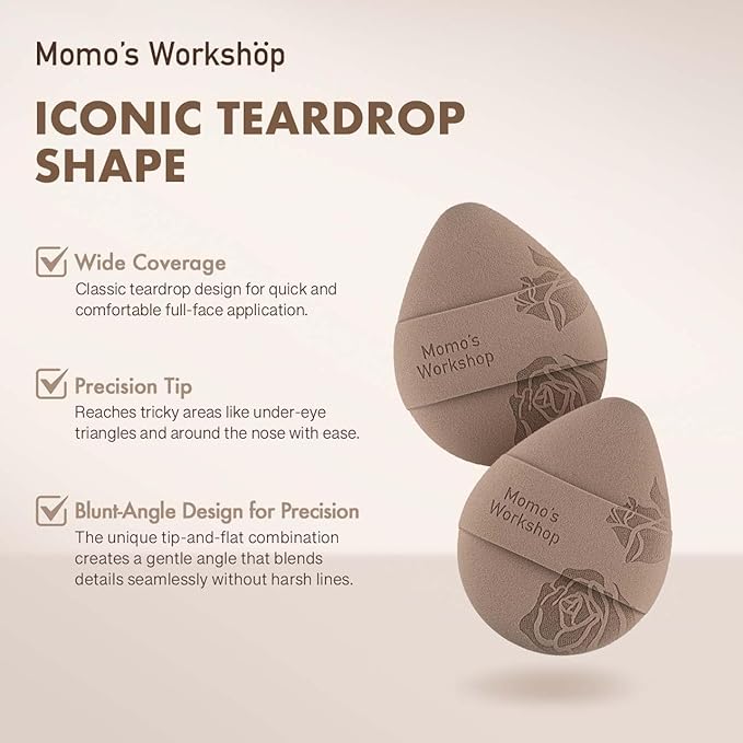 Rose Tatami Makeup Sponge Set,Double-Sided Egg Shape Rubycell for Liquid Foundations, Non-Absorbent & Fast Blending,Soft, Fluffy & Bouncy, 2 Beauty Puffs &Storage Case