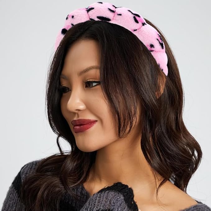 Spa Headbands for Washing Face Wristband Set Sponge Makeup Skincare Headband Wrist Towels Bubble Soft Terry Towel Cloth Hairband for Women Puffy Headwear Non Slip Thick Thin Hair