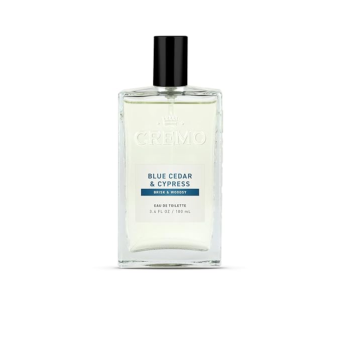 Cremo Cologne For Men - Blue Cedar & Cypress Mens Cologne Spray, A Woodsy Scent with Notes of Lemon Leaf, Cypress and Cedar, Multi-Layered Signature Men's Fragrances, 3.4 Fl Oz