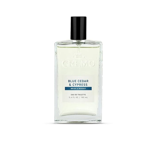 Cremo Cologne For Men - Blue Cedar & Cypress Mens Cologne Spray, A Woodsy Scent with Notes of Lemon Leaf, Cypress and Cedar, Multi-Layered Signature Men's Fragrances, 3.4 Fl Oz