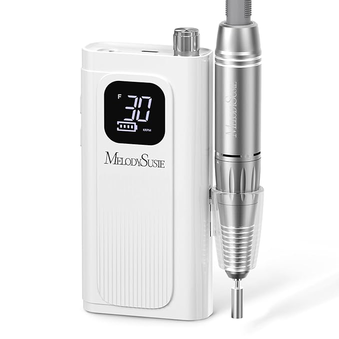 MelodySusie Entry-Level Clip-On Cordless Essential Nail Drill, SC300F 30000RPM Reliable E-File with LCD Display for All Manicure Shaping & Gel Removal, Ideal for Training, Nail Art Practice & Home Use