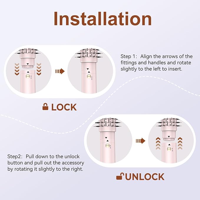 3 in 1 Rotating Hair Dryer Brush Spinning with Detachable Brush(2" & 1.5"),Negative Ionic Brush Blow Dryer 100-120V,3 Heats and 2 Speeds Rotating Hot Air Brush for Curling,Straight,Drying Electric