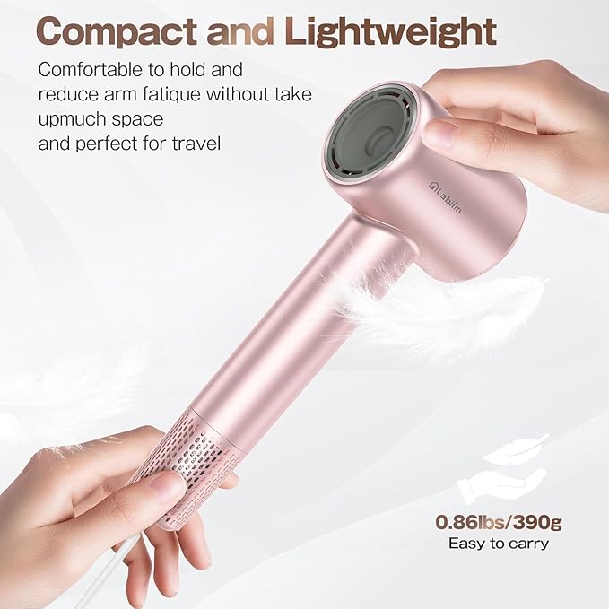 Hair Dryer, High-Speed Ionic Low Noise Blow Dryer with Brushless Motor for Fast Drying, Thermo-Control Quiet Compact Hair Blow Dryer, Hairdryer with 1 Nozzle Attachments for Home Salon Travel