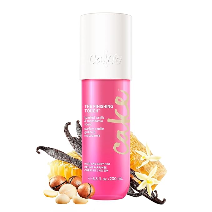 Cake Beauty Finishing Touch Hair and Body Mist, Toasted Vanilla & Macadamia Scent- Fine Fragrance Mist – Infused with Aloe and Argan Oil - 6.8 Fl Oz / 200 mL