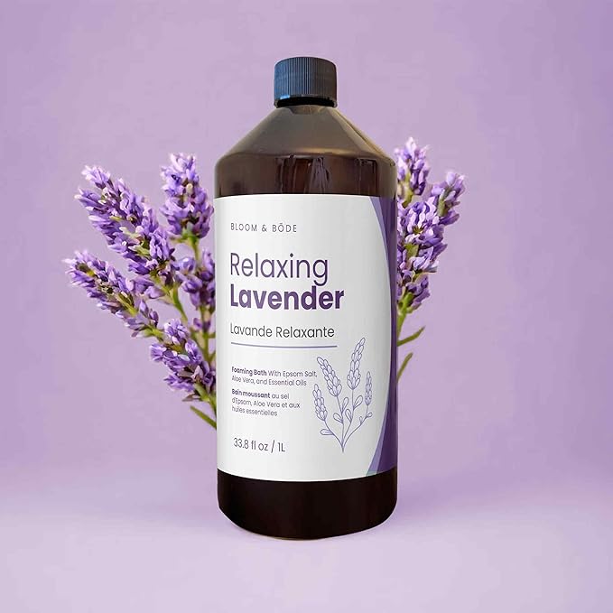 Luxury Foaming Bath - Natural Scented Bubble Bath with Essential Oils and Epsom Salt - Relaxing Lavender Scent, 33.8 fl oz / 1L