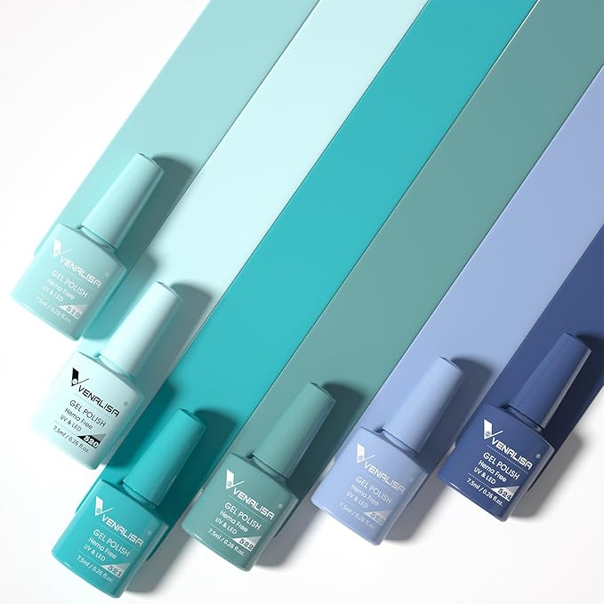 VENALISA Blue Gel Nail Polish Set, 6 Colors Light Blue Gel Polish UV Soak Off For Nail Salon DIY Home Manicure