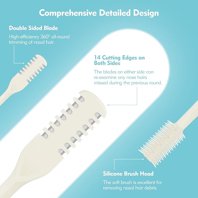 Kerros 5 Pcs Nasal Hair Cutter, Manual Nose Hair Trimmer for Men Women Double Sided Nasal Hair Trimmer 360° Rotating Nose Hair Remover (Cream Yellow)