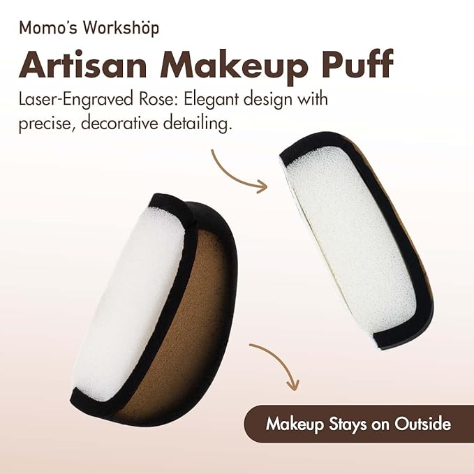 Rose Tatami Makeup Sponge Set,Double-Sided Egg Shape Rubycell for Liquid Foundations, Non-Absorbent & Fast Blending,Soft, Fluffy & Bouncy, 2 Beauty Puffs &Storage Case