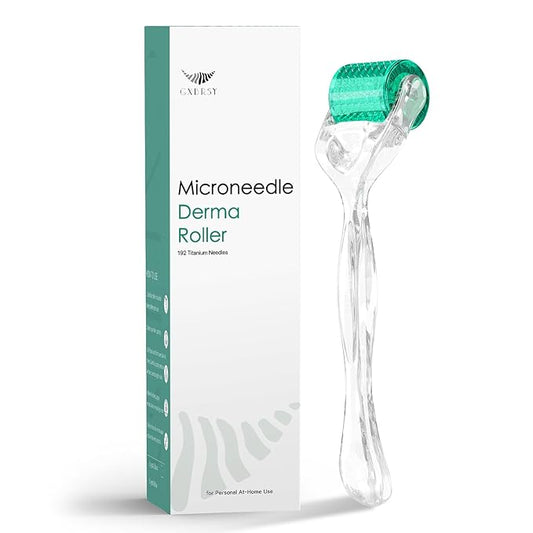 Derma Roller Titanium 0.30mm Microderm Roller Kit - 192 Micro Needles Microneedle Dermal Roller for Scalp and Body, At Home Microdermabrasion Face Roller (Green)