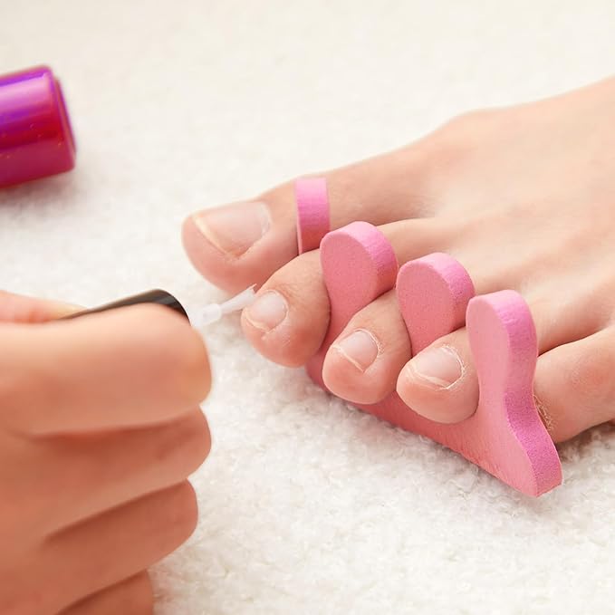 Mumufy 250 Pairs Sponge Toe Separators Pedicure Tool Kit Soft Toe Spacers for Pedicures Spreaders Finger Dividers for Women Men Feet Nail Manicure Toenails Art Painting Polish Spa (Pink)