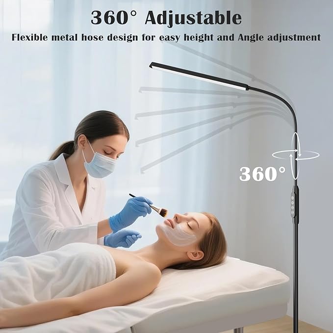 Bright LED Floor Lamps Remote Dimming for Eyelash Extension Tattoo Manicure Craft Drawing Makeup,Living Room Bedroom Office Adjustable Standing Reading Lights Esthetician Decor Supplies Nail lamp