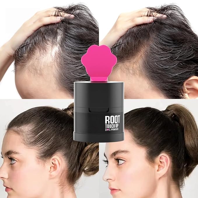 Gowwim Root Touch up Powder, Instantly Gray Hair Cover up Hairline Powder for Women & Men Waterproof and Sweatproof Root Cover Up Long-Lasting for Thinning & Loss Hair (Black1, 4g-1)